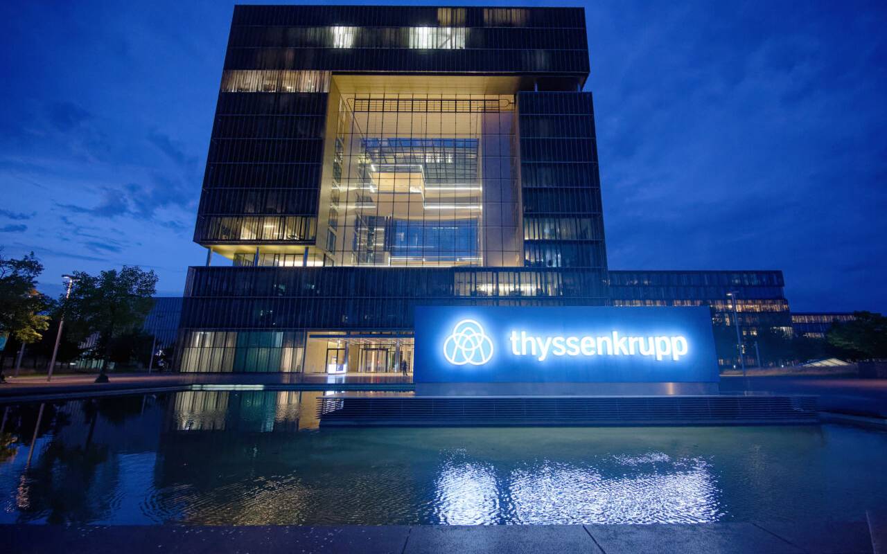 Blick auf die Konzernzentrale von Thyssenkrupp in Essen