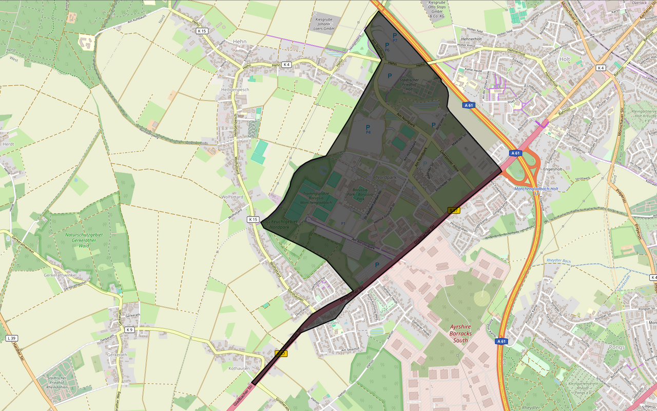 Die Glas-, Flaschen-, und Dosenverbotszone rund um den Borussia-Park vor dem Spiel gegen Köln.