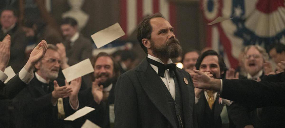 Präsident Garfield mit seinen Anhängern.