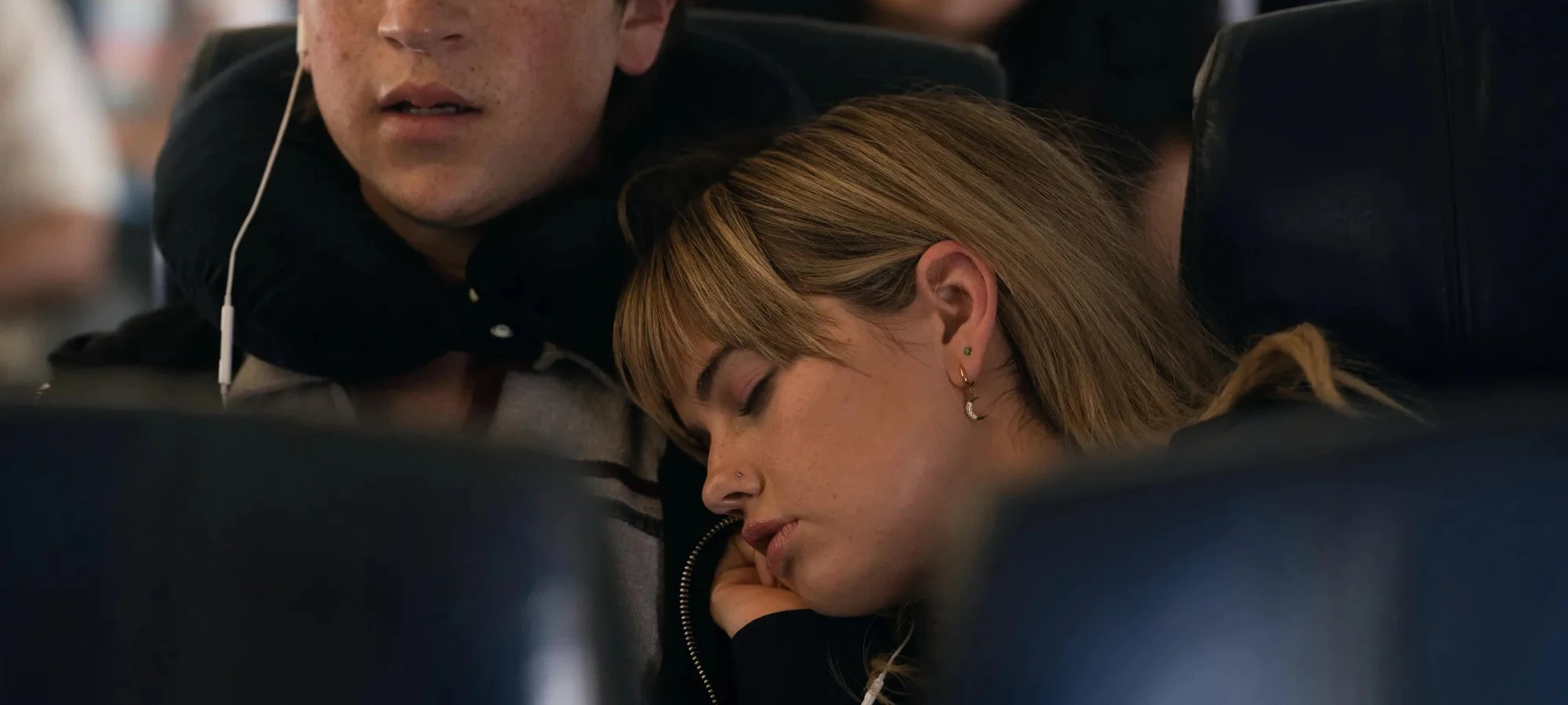 Sam auf dem Flug in den Urlaub.