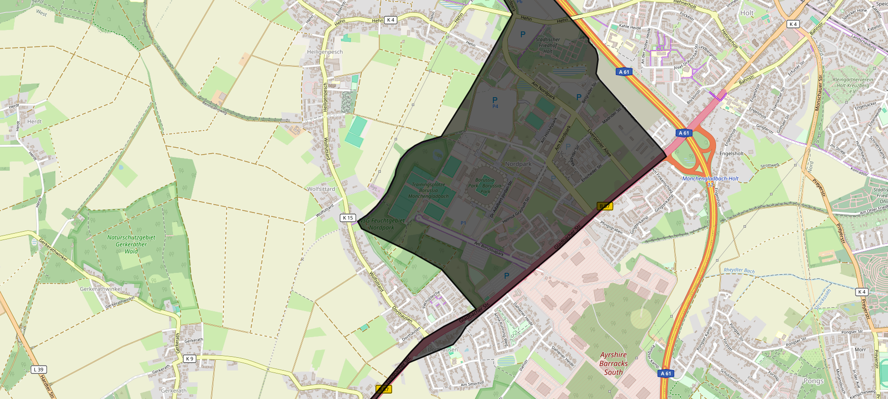 Die Glas-, Flaschen-, und Dosenverbotszone rund um den Borussia-Park vor dem Spiel gegen Köln.